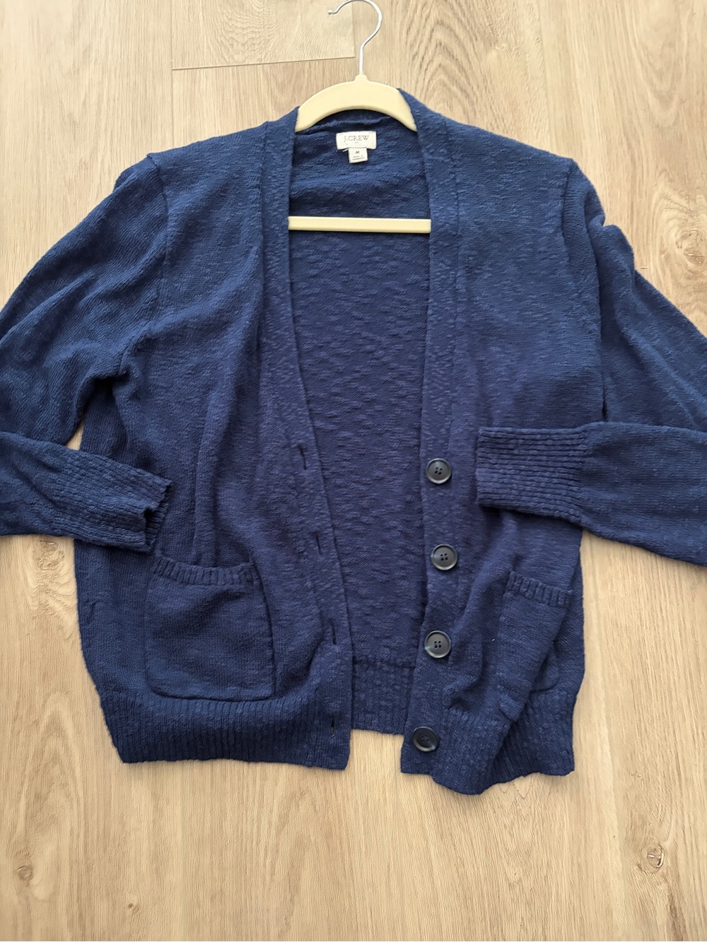J. Crew Women's Navy Blue Texture Knit Open Cardigan Size M